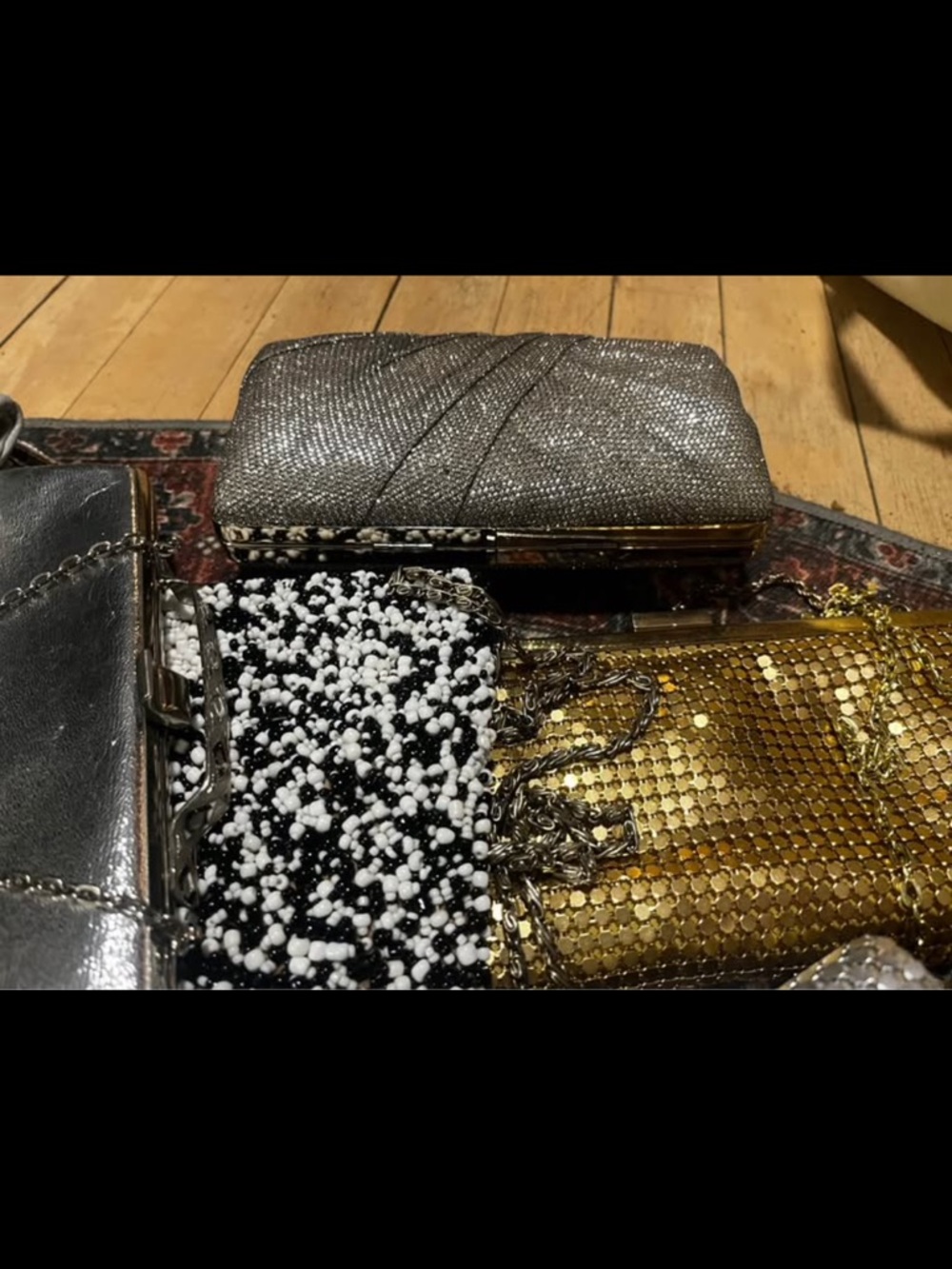 Bundle of 8 Silver Sequin Evening Clutch Vintage Bags - Picture 4 of 16